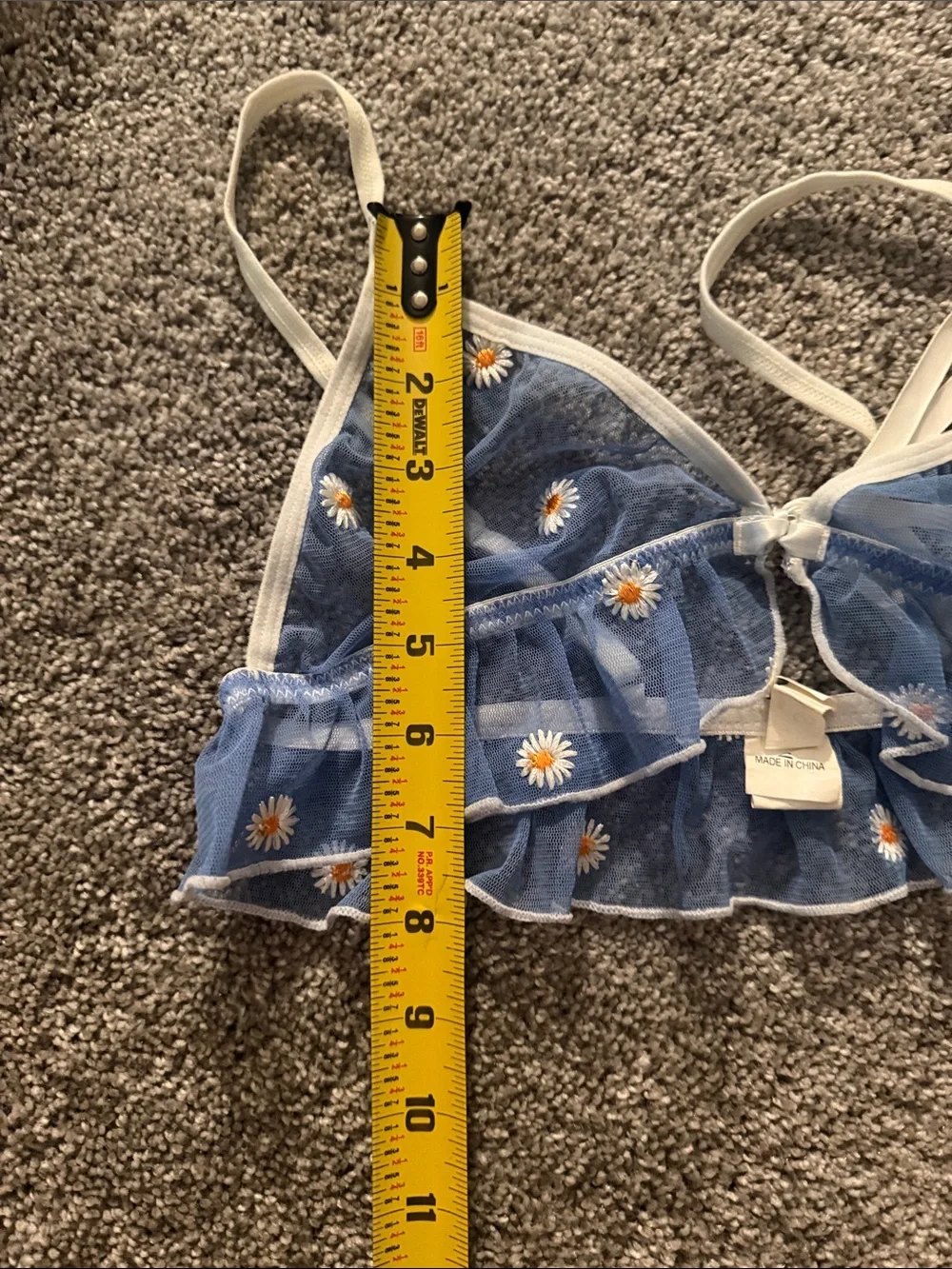 Blue Mesh Daisy Ruffle Bralette